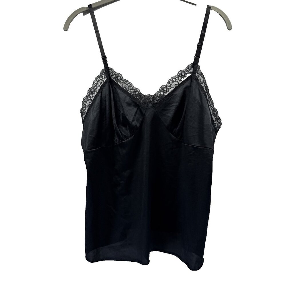 Vintage Deena 90's Babydoll Tank Cami‎ Sz L 38 Black Lace Y2K Whimsigoth Grunge